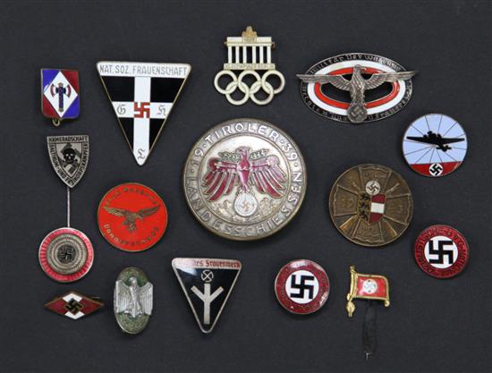 A collection of sixteen German Third Reich enamelled badges,